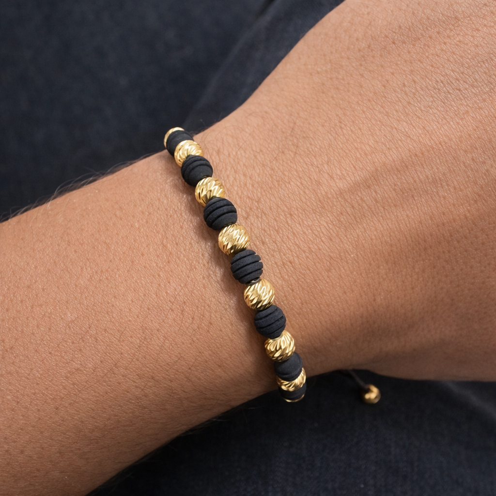 Pulsera con balines diamantados 6m + neopreno negro