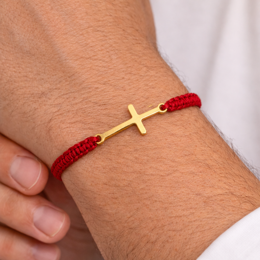 Pulsera con dije de cruz + balines 3m