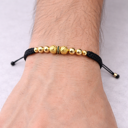 Pulsera con circón negro + balines diamantados 5m + balines 3 y 4m lisos