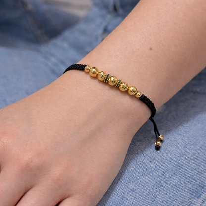 Pulsera con circón verde + balines diamantados 6m y 4m