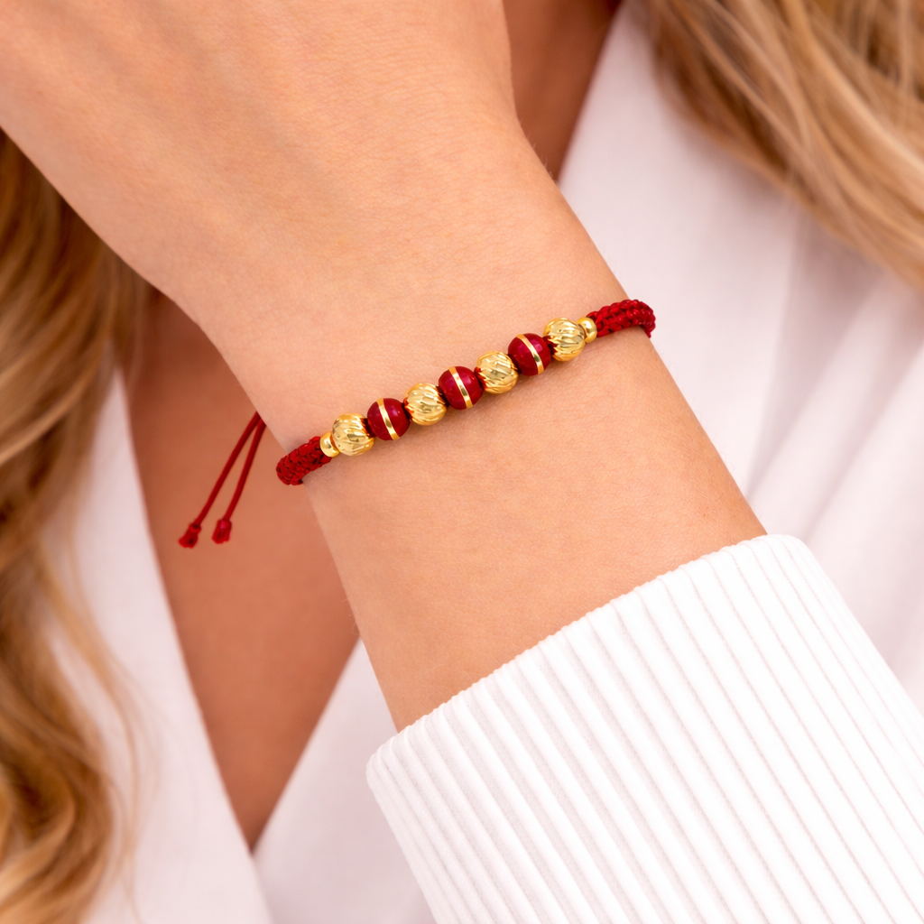 Pulsera con balines diamantados 5m + neopreno rojo + balines 3m
