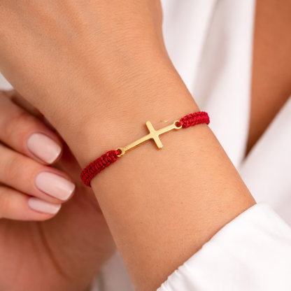Pulsera con dije de cruz + balines 3m