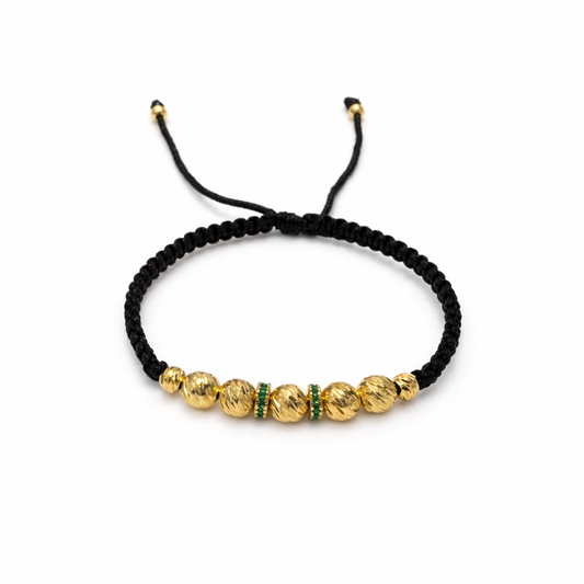 Pulsera con circón verde + balines diamantados 6m y 4m