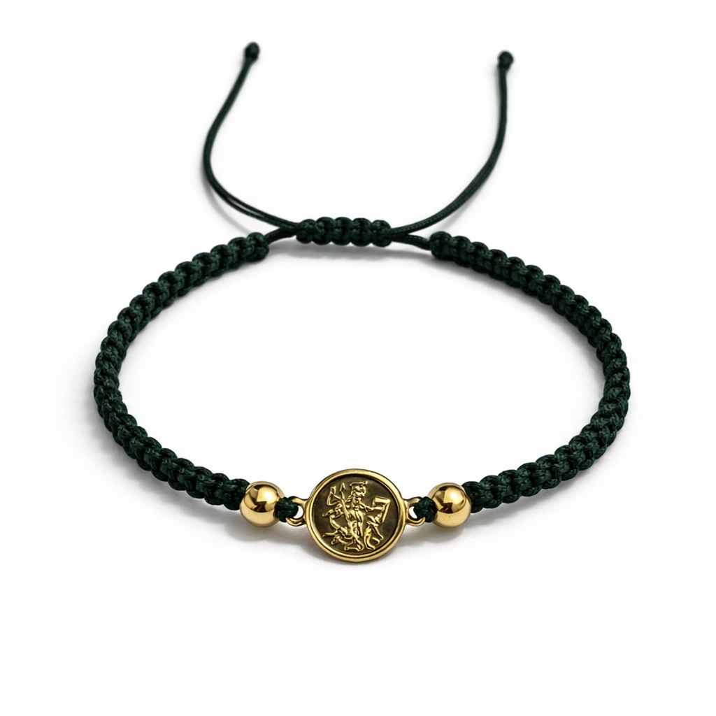 Pulsera con dije de san gabriel+ balines lisos 4m