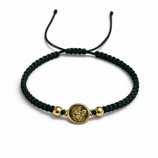Pulsera con dije de san gabriel+ balines lisos 4m